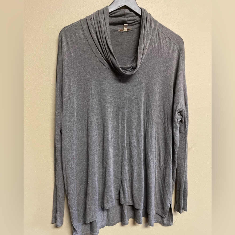 Bordeaux x Anthropologie Gray Cowl Neck Relaxed Fit Lightweight Longsleeve Tunic